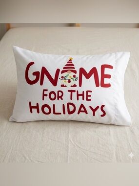 Gnome For The Holidays Christmas Pillowcase Standard Size Festive Winter Bedding